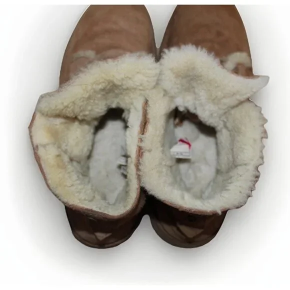 UGG Women's Quincy Fold Shearling Lined Lace-Up Boots Combat EU 38 Size 7 - Picture 7 of 9